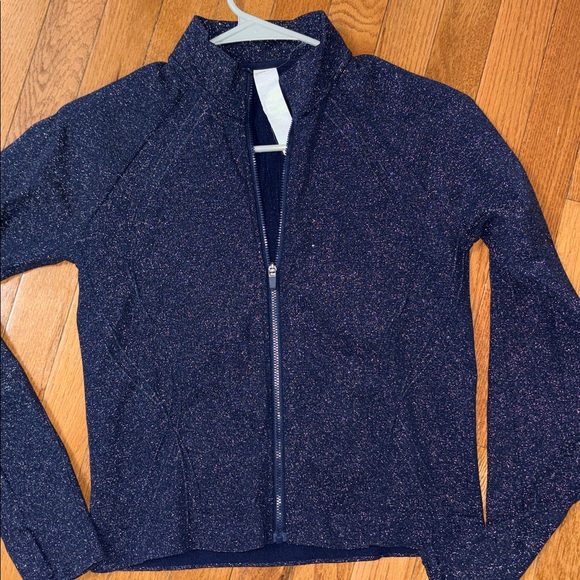 Fabletics Midnight Blue Speckled Sparkle Jacket Size Medium - Picture 2 of 7